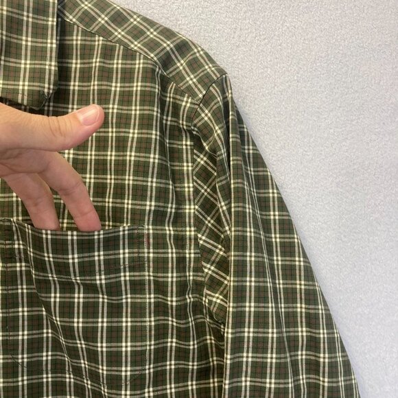 Eddie Bauer Relaxed Fit Button Up Shirt Mens Large Tall LT Green Red Plaid - Picture 8 of 15